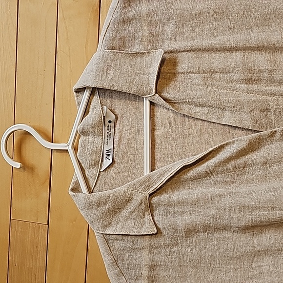 ZARA LINEN BEIGE DRESS - Picture 4 of 6